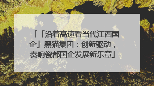 「沿着高速看当代江西国企」黑猫集团：创新驱动，奏响瓷都国企发展新乐章