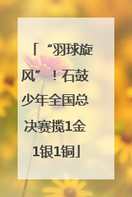 “羽球旋风”！石鼓少年全国总决赛揽1金1银1铜