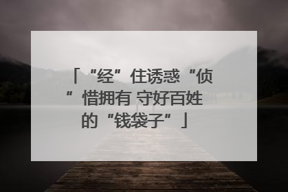 “经”住诱惑“侦”惜拥有 守好百姓的“钱袋子”