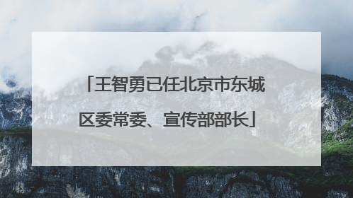 王智勇已任北京市东城区委常委、宣传部部长