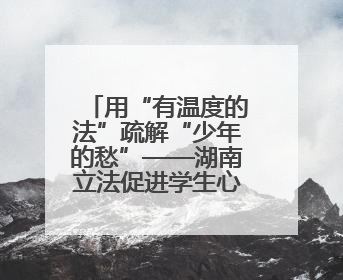 用“有温度的法”疏解“少年的愁”——湖南立法促进学生心理健康