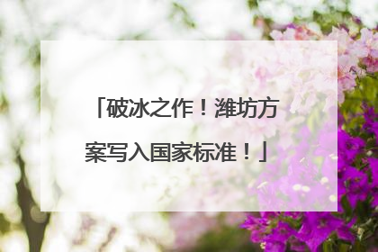 破冰之作！潍坊方案写入国家标准！