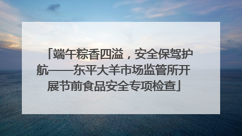 端午粽香四溢，安全保驾护航——东平大羊市场监管所开展节前食品安全专项检查