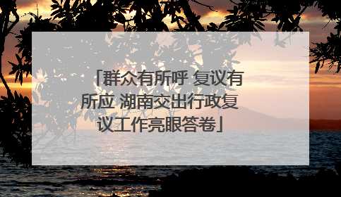 群众有所呼 复议有所应 湖南交出行政复议工作亮眼答卷