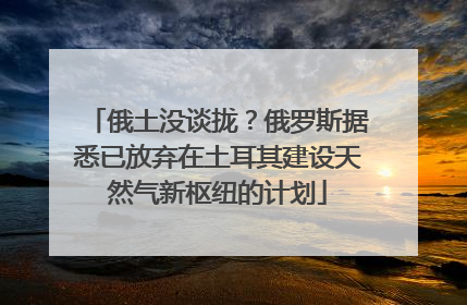 俄土没谈拢？俄罗斯据悉已放弃在土耳其建设天然气新枢纽的计划