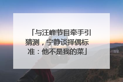 与汪峰节目牵手引猜测，宁静谈择偶标准：他不是我的菜
