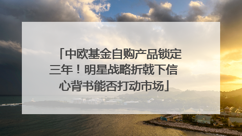 中欧基金自购产品锁定三年！明星战略折戟下信心背书能否打动市场