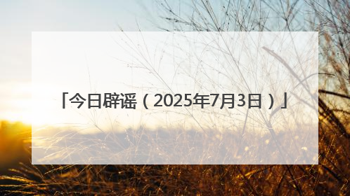 今日辟谣（2025年7月3日）