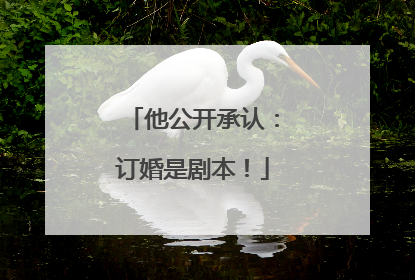 他公开承认：订婚是剧本！