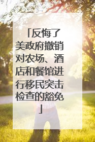 反悔了 美政府撤销对农场、酒店和餐馆进行移民突击检查的豁免