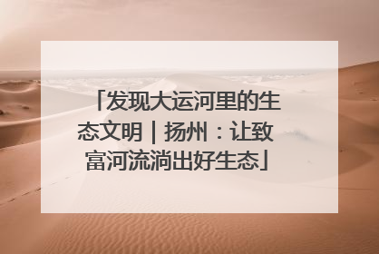 发现大运河里的生态文明｜扬州：让致富河流淌出好生态