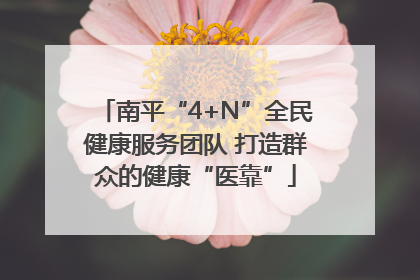 南平“4+N”全民健康服务团队 打造群众的健康“医靠”