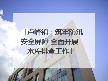 卢峰镇：筑牢防汛安全屏障 全面开展水库排查工作