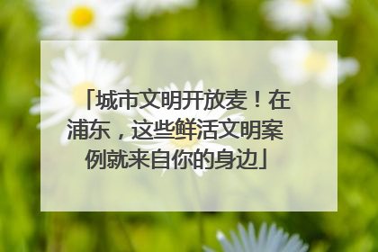 城市文明开放麦！在浦东，这些鲜活文明案例就来自你的身边