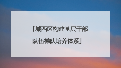 城西区构建基层干部队伍梯队培养体系