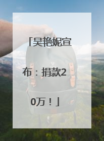 吴艳妮宣布：捐款20万！