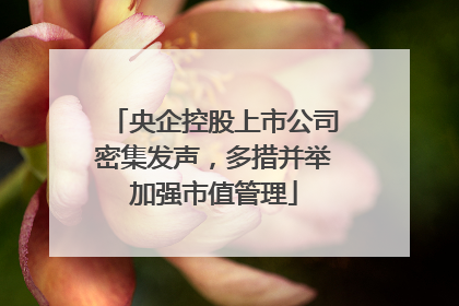 央企控股上市公司密集发声，多措并举加强市值管理