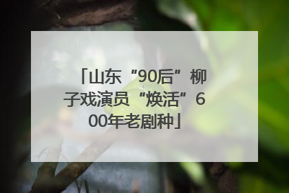 山东“90后”柳子戏演员“焕活”600年老剧种