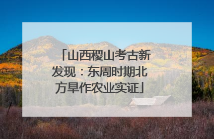 山西稷山考古新发现：东周时期北方旱作农业实证