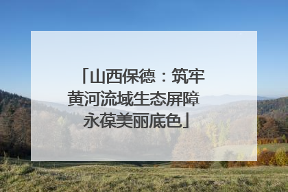 山西保德：筑牢黄河流域生态屏障 永葆美丽底色