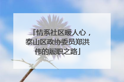 情系社区暖人心，泰山区政协委员郑洪伟的履职之路