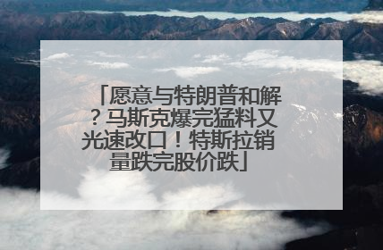 愿意与特朗普和解？马斯克爆完猛料又光速改口！特斯拉销量跌完股价跌