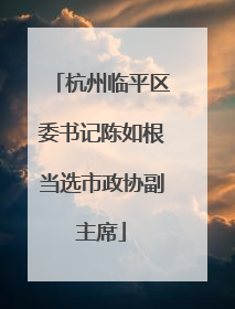 杭州临平区委书记陈如根当选市政协副主席