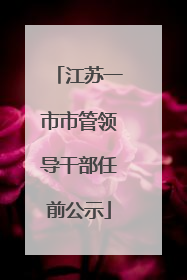 江苏一市市管领导干部任前公示