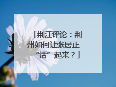 荆江评论：荆州如何让张居正“活”起来？