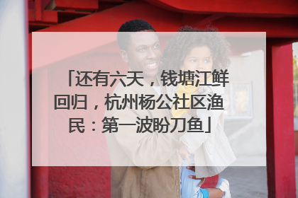 还有六天，钱塘江鲜回归，杭州杨公社区渔民：第一波盼刀鱼