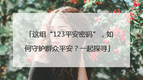 这组“123平安密码”，如何守护群众平安？一起探寻