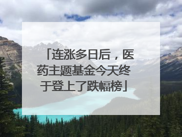连涨多日后，医药主题基金今天终于登上了跌幅榜