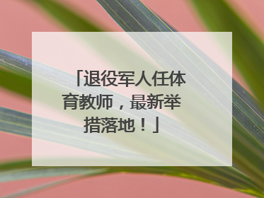退役军人任体育教师，最新举措落地！