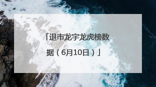 退市龙宇龙虎榜数据（6月10日）