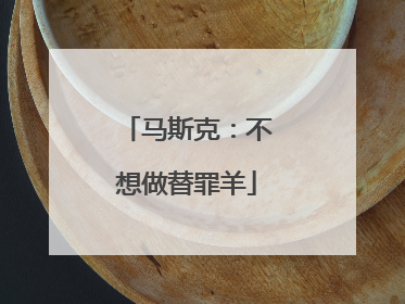 马斯克：不想做替罪羊